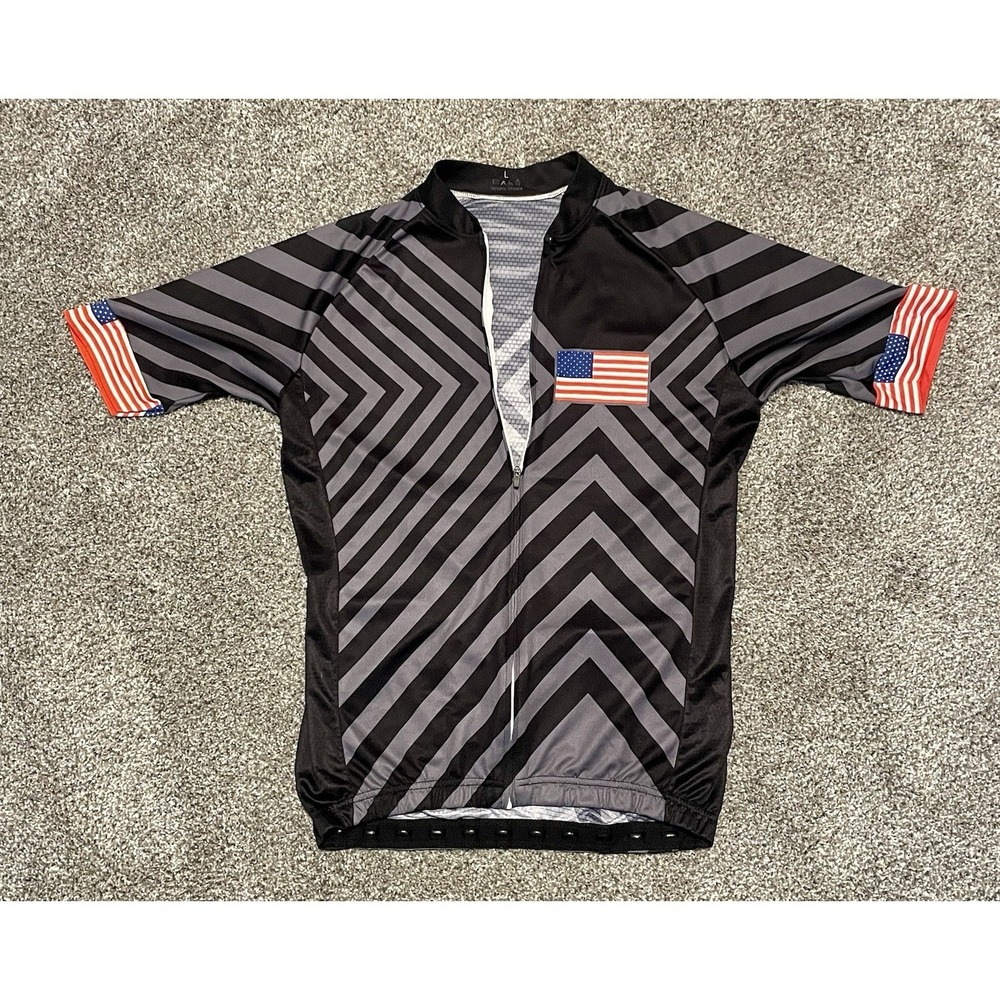 Global Cycling Gear USA V13 Black Men's Cycling Jersey 3 Rear Pockets Large